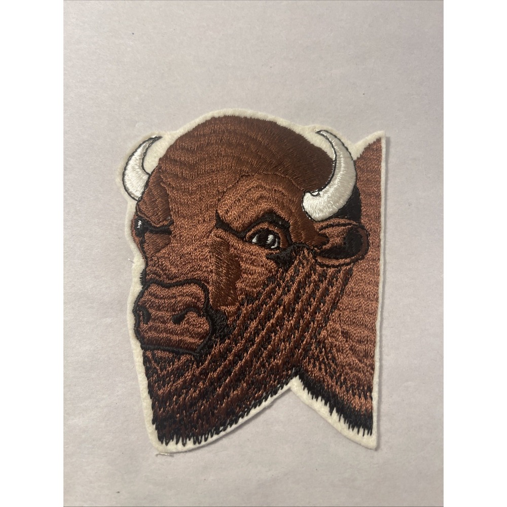 Bull Buffalo / Bison Head Embroidered Iron-On Patch 4" x 5"